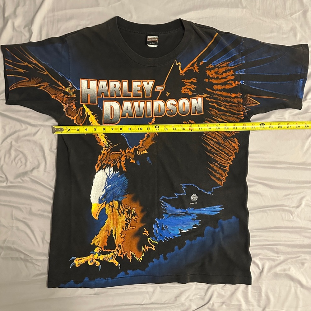 Harley-Davidson Men's Black and Blue Eagle T-Shirt